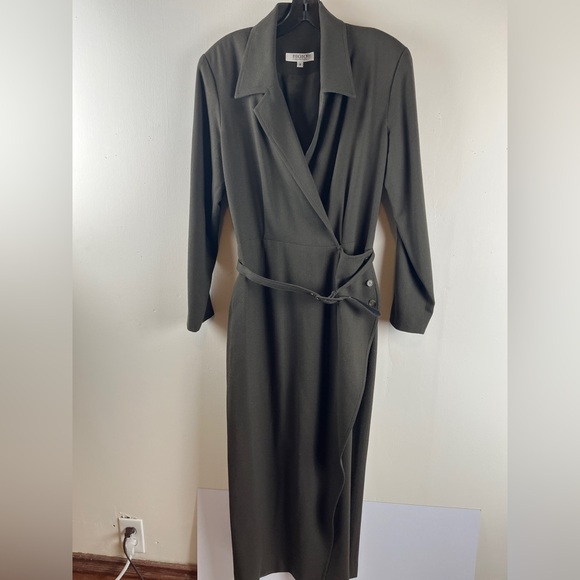Bigio Dresses & Skirts - Bigio Olive Green Vintage Wrap Dress